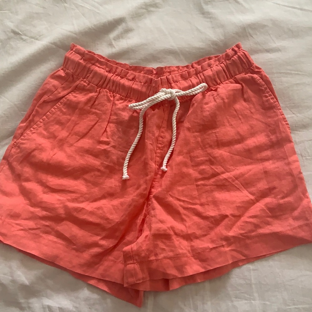 H&M Coral Pull On Drawstring Linen Shorts Size M BNWT